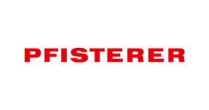 The image shows the text "PFISTERER LTD" in bold, red capital letters against a white background, representing the company's presence in Sheffield, UK.