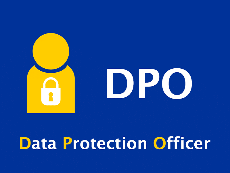 An illustration features a yellow figure with a padlock symbol on its chest against a blue background. Next to it, "DPO" is written in white text. Below, "Data Protection Officer" is spelled out with the initials in yellow. Start your journey to become SSIP Accredited and enhance your data protection expertise.
